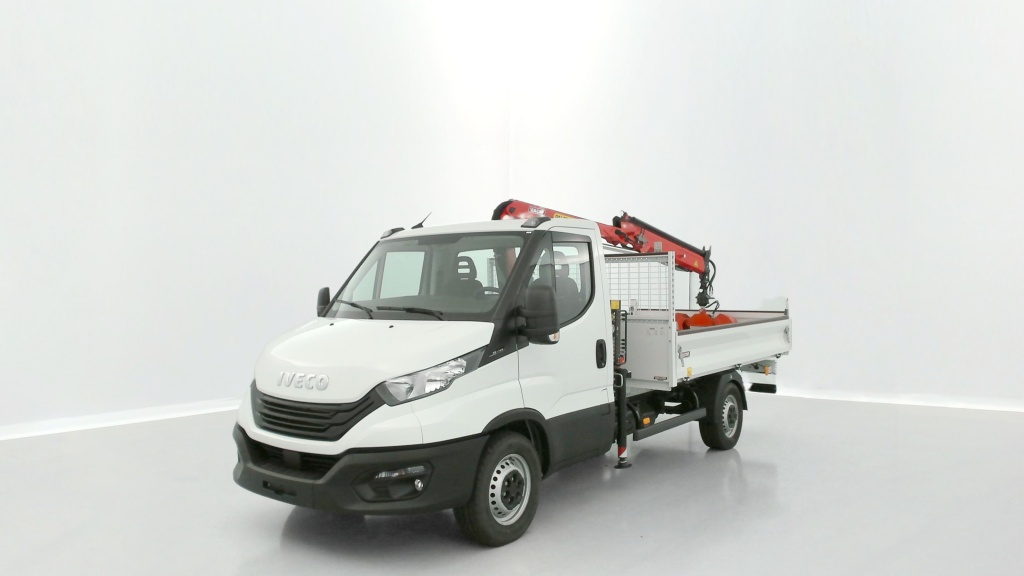 IVECO Daily 35S14H 3750 2.3 136ch Benne Alu JPM + Grue PK 3400 + Pince - ref: 8-GLI00271626 - Photo 3